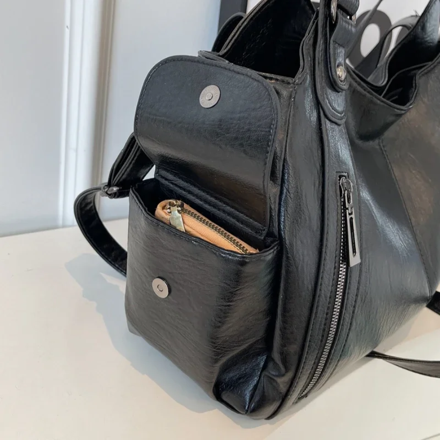 Uma - Bolso de hombro grande con doble cremallera