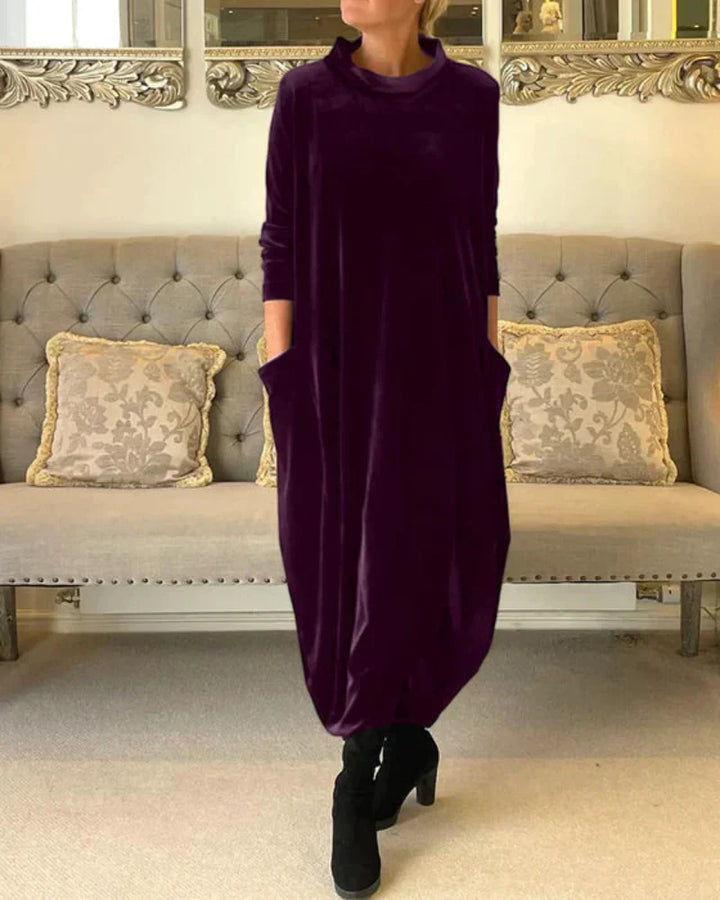 Eloura | Vestido longo de inverno drapeado e relaxado