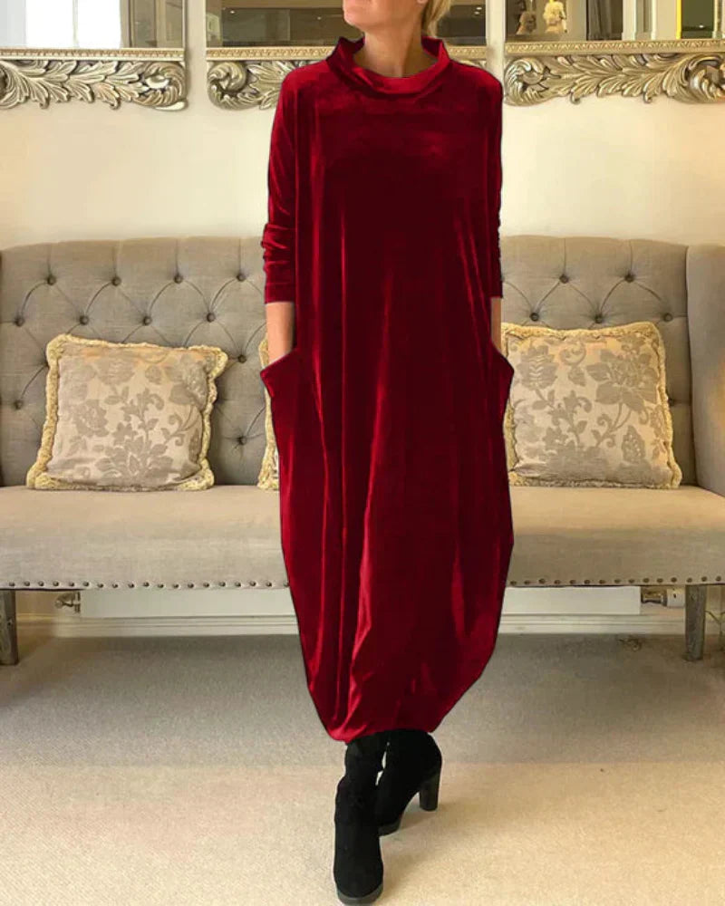 Eloura | Vestido longo de inverno drapeado e relaxado