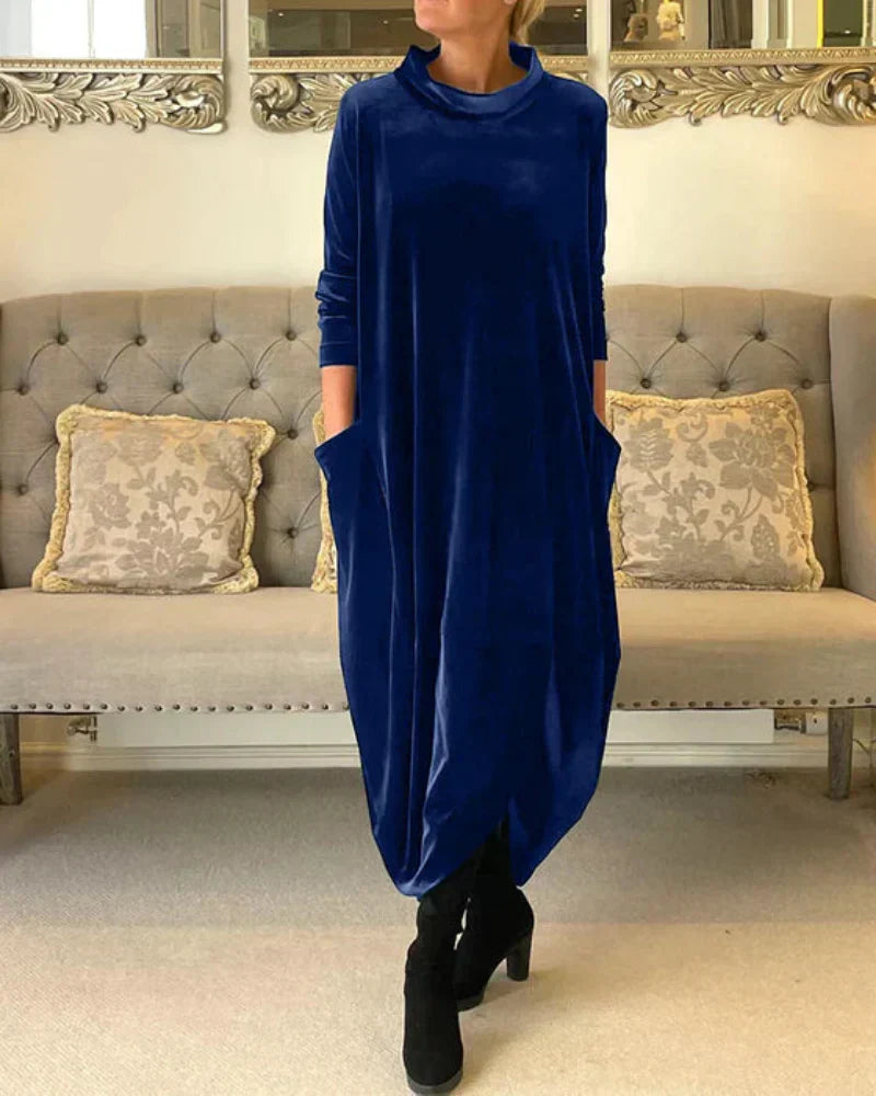 Eloura | Vestido longo de inverno drapeado e relaxado