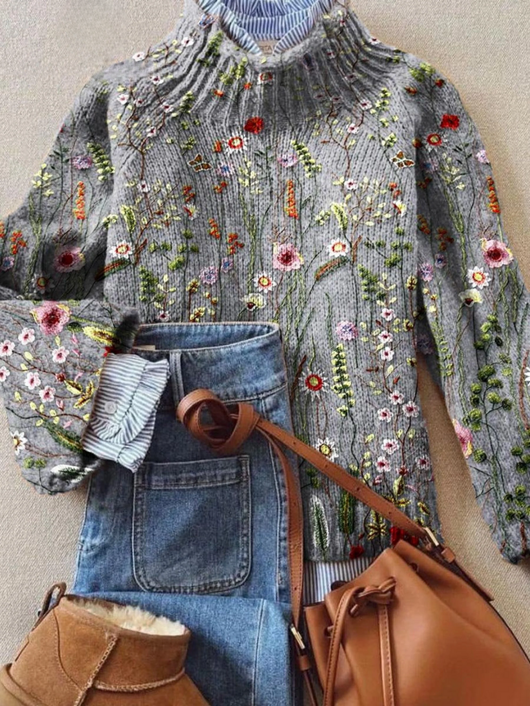 Abigail | Suéter Floral Vintage Clássico