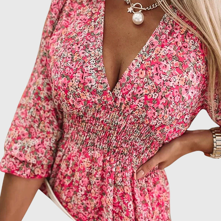 Elisa | Vestido Floral com Mangas Bufantes