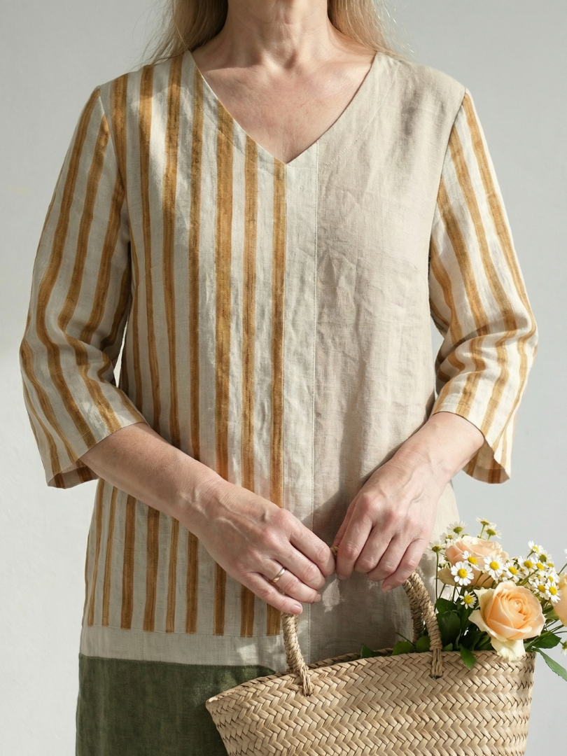 Soren | Vestido midi con rayas mixtas ligeras