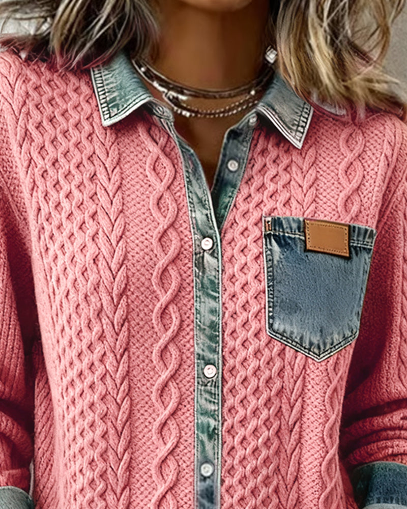 Ceir | Camisa Jeans com Patchwork