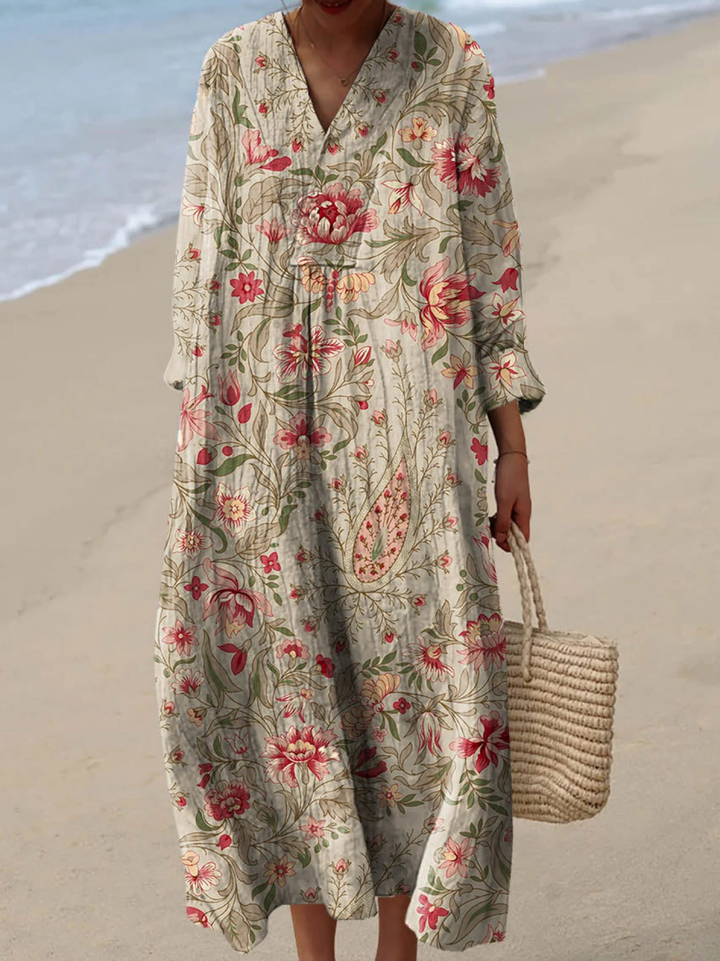 Vestido de Mujer con Estampado Artístico Vintage de Flores Encantadoras