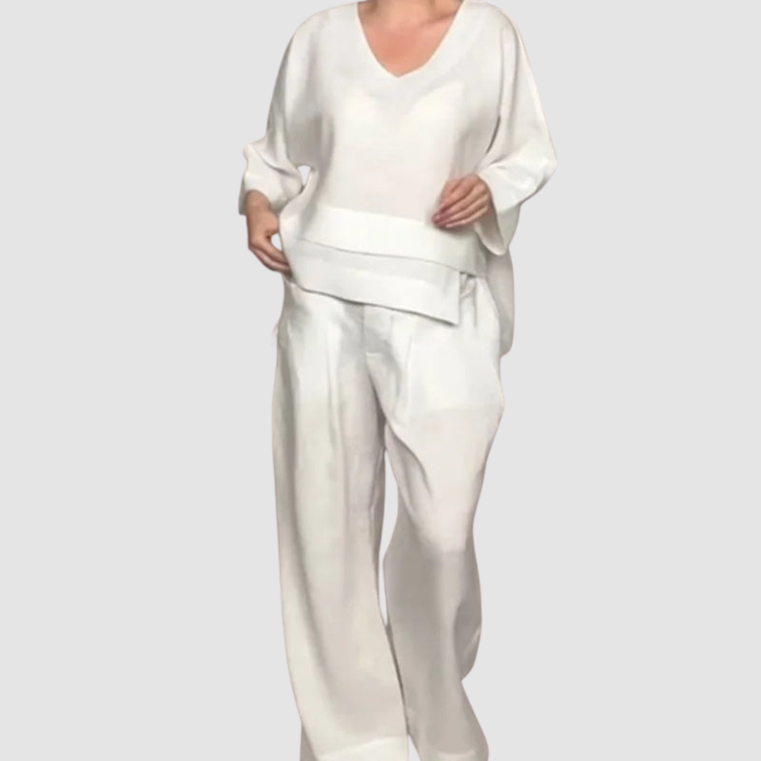 Conjunto Vina Relaxed de 2 piezas | Top asimétrico y pantalones de pierna ancha