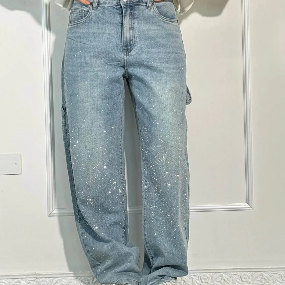 Raphaelle | Pantalones cargo de mezclilla con estrellas a la moda