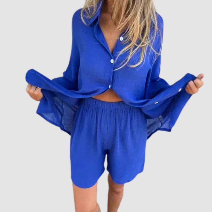 Conjunto Estiloso Gennie de Duas Peças | Blazer Cropped e Saia Lápis