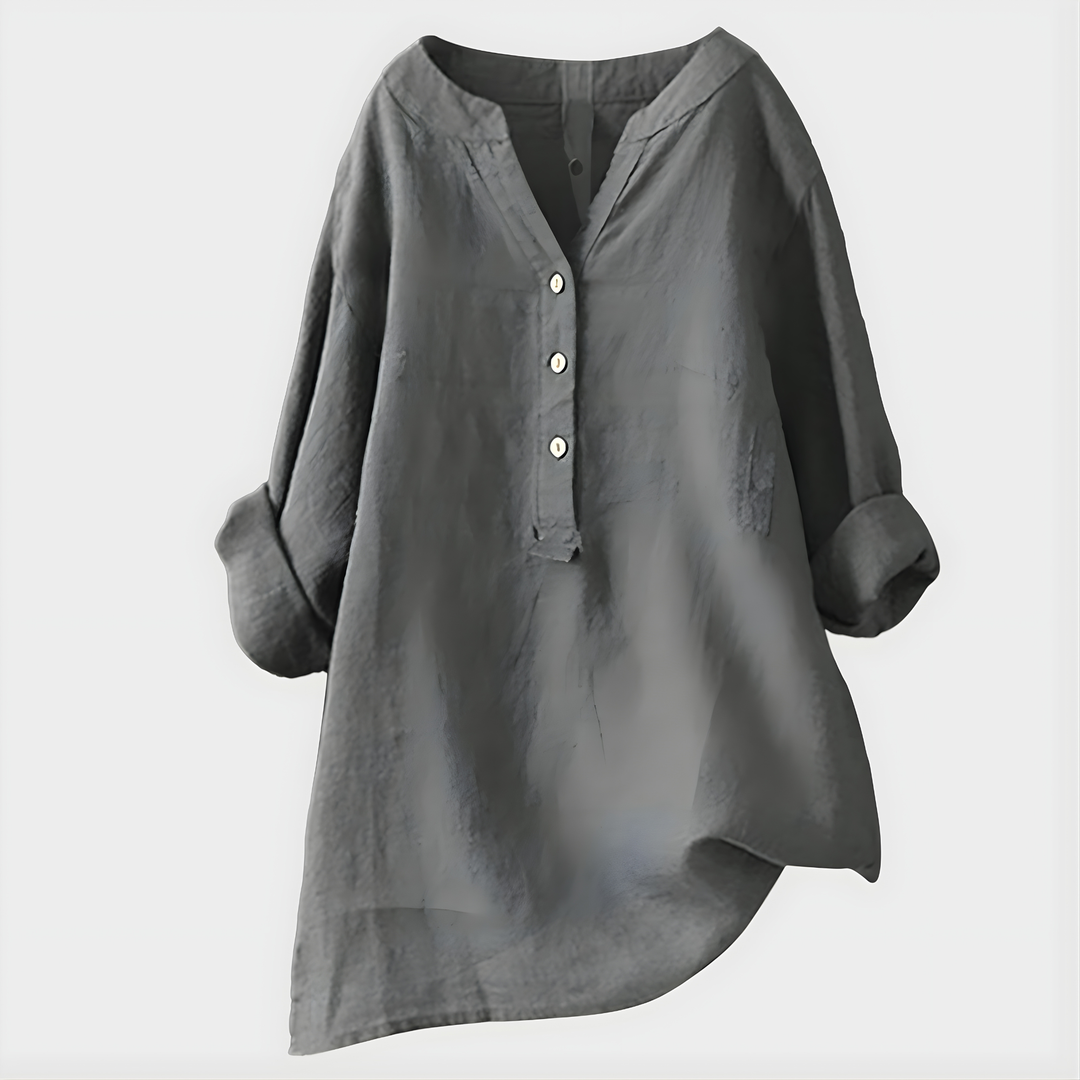 Veronique Elegant Cotton-V-Neck Blouse