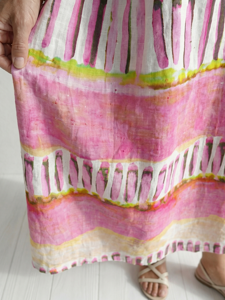 Calla | Vestido midi con rayas estampadas y caída fácil