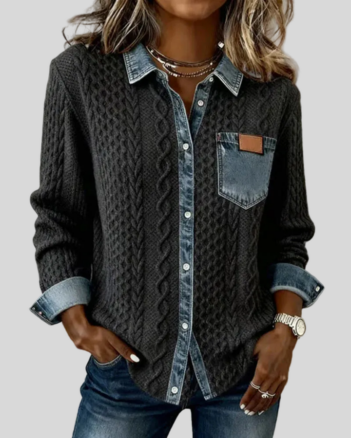 Simone | Camisa Jeans Patchwork