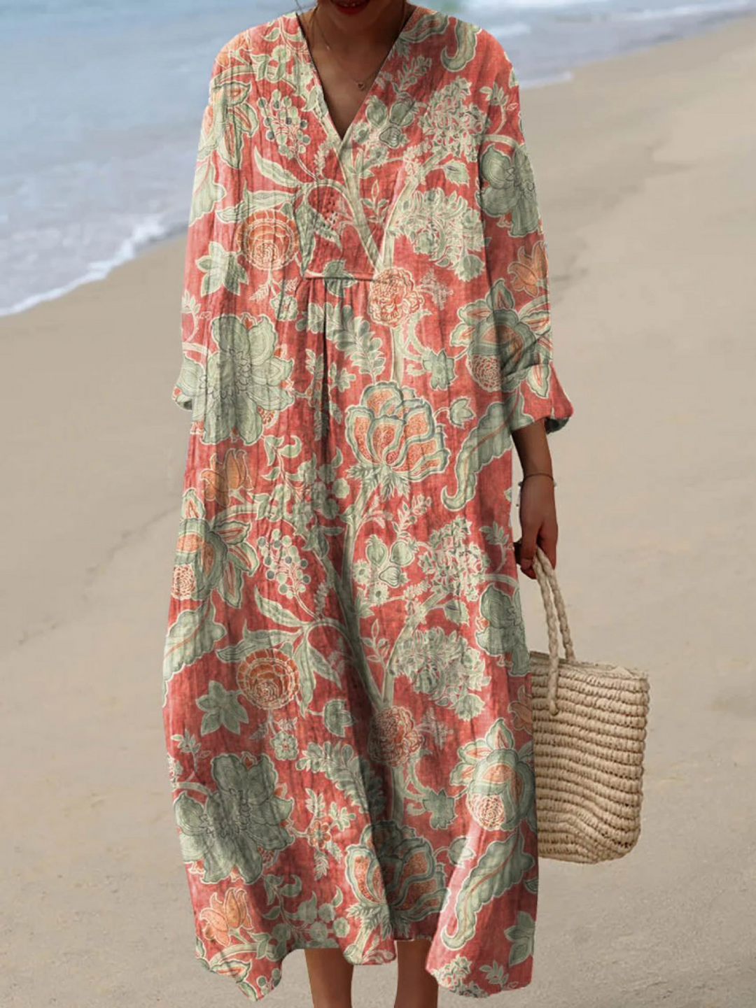 Vestido de Mujer con Estampado Artístico Vintage de Flores Encantadoras