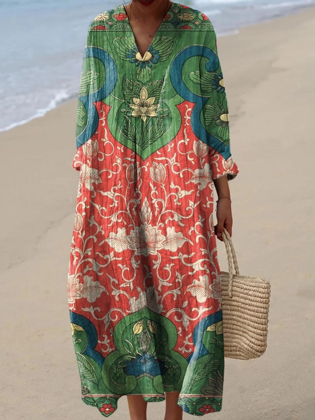 Vestido de Mujer con Estampado Artístico Vintage de Flores Encantadoras