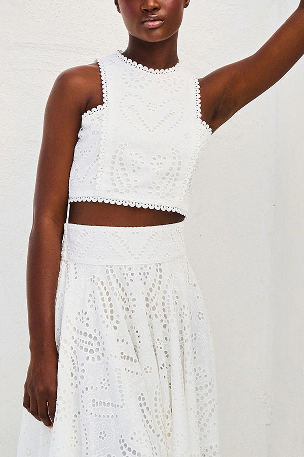 Larissa Embroidered Top & High-Waist Maxi Skirt Set | Elegant Two Piece Outfit
