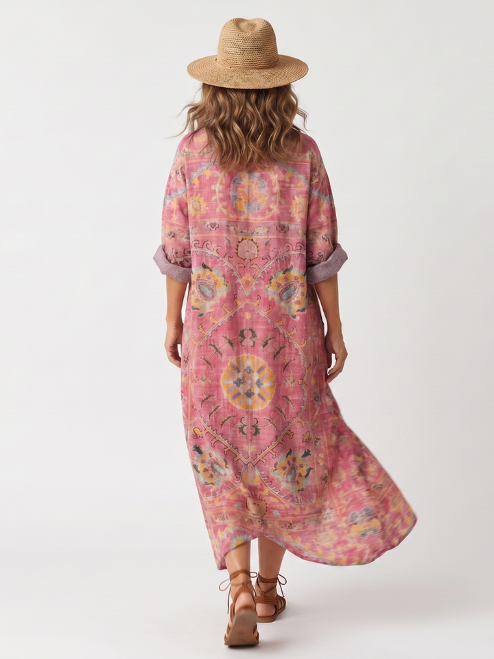 Tilda | Vestido midi con estampado abstracto y bolsillo relajado