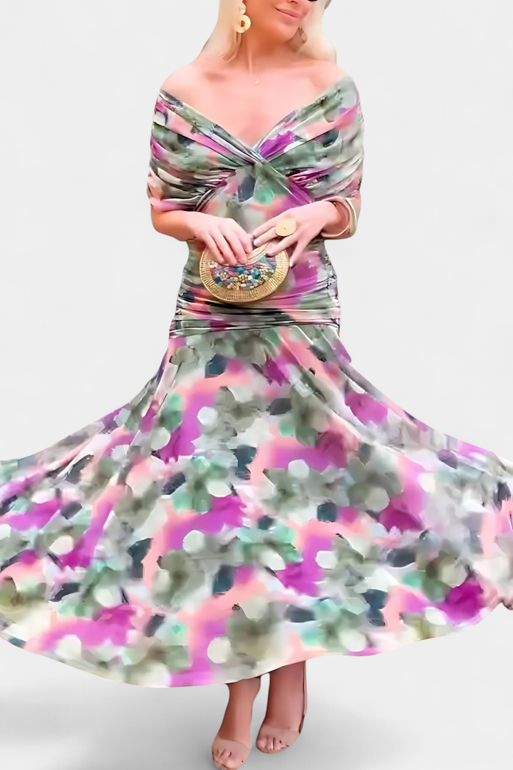 Alondra | Long Floral Dress with V-Neck