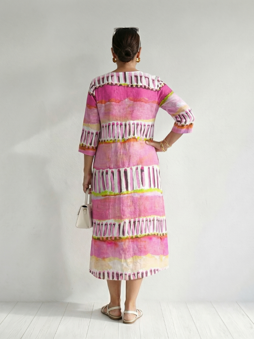 Calla | Vestido midi con rayas estampadas y caída fácil