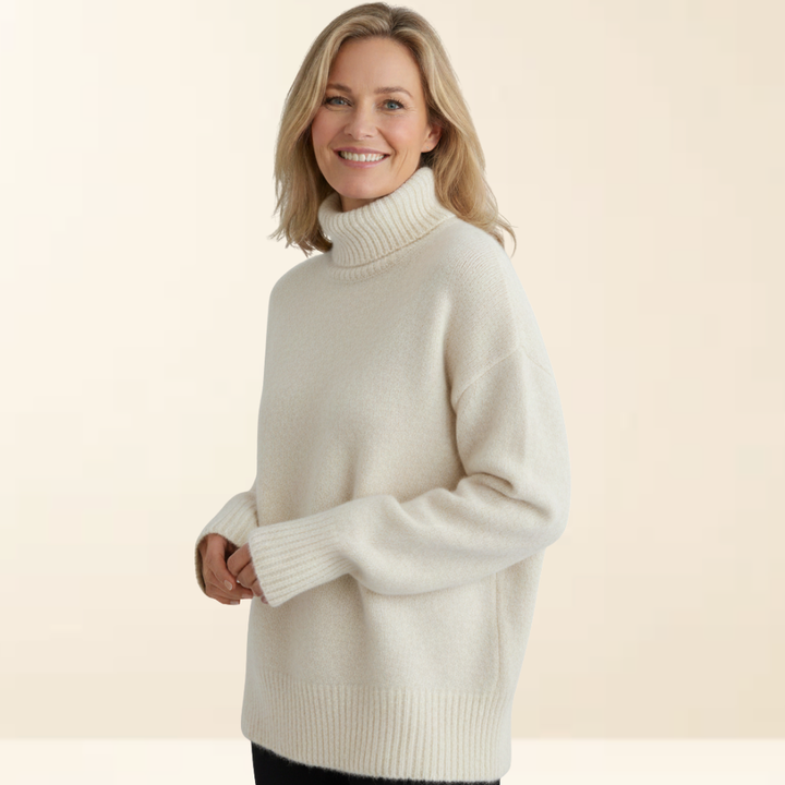 Neva - Warm Cashmere Sweater with a High Collar