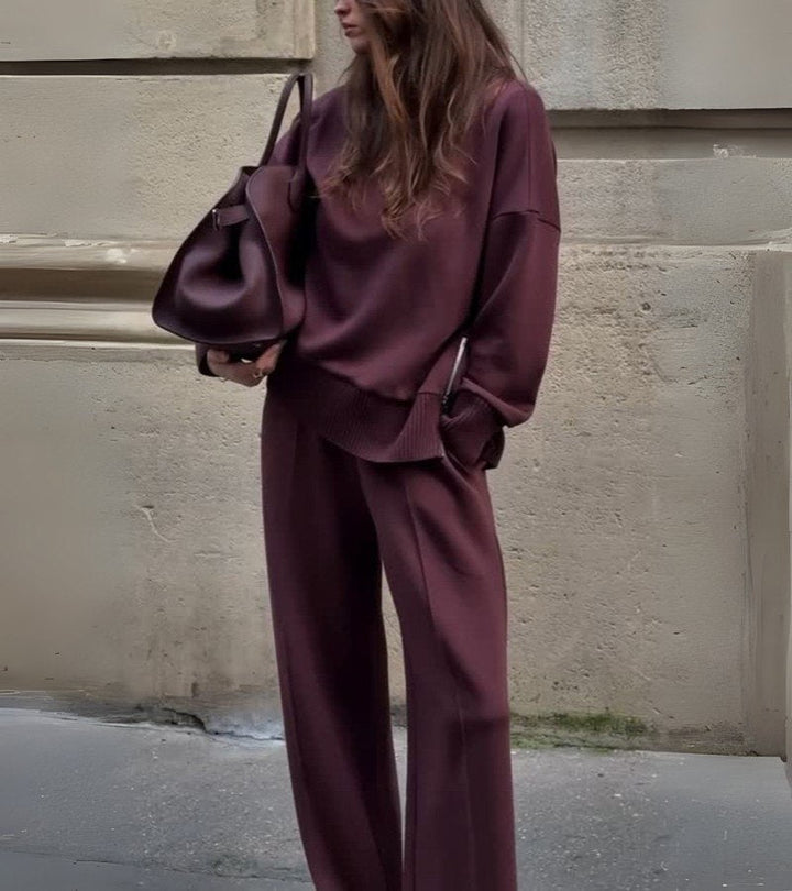Conjunto Elyza Soft de Dos Piezas | Top de Cuello Alto y Pantalones de Pierna Ancha