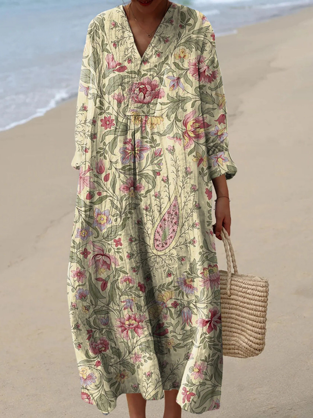 Vestido de Mujer con Estampado Artístico Vintage de Flores Encantadoras