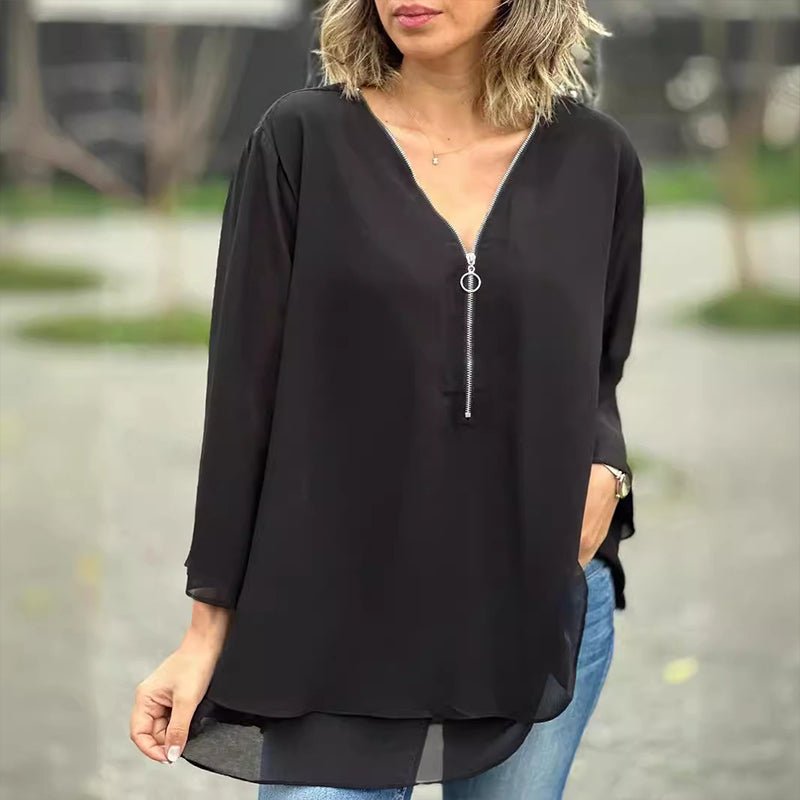 Lorelai | Blusa de Chifón con Cremallera