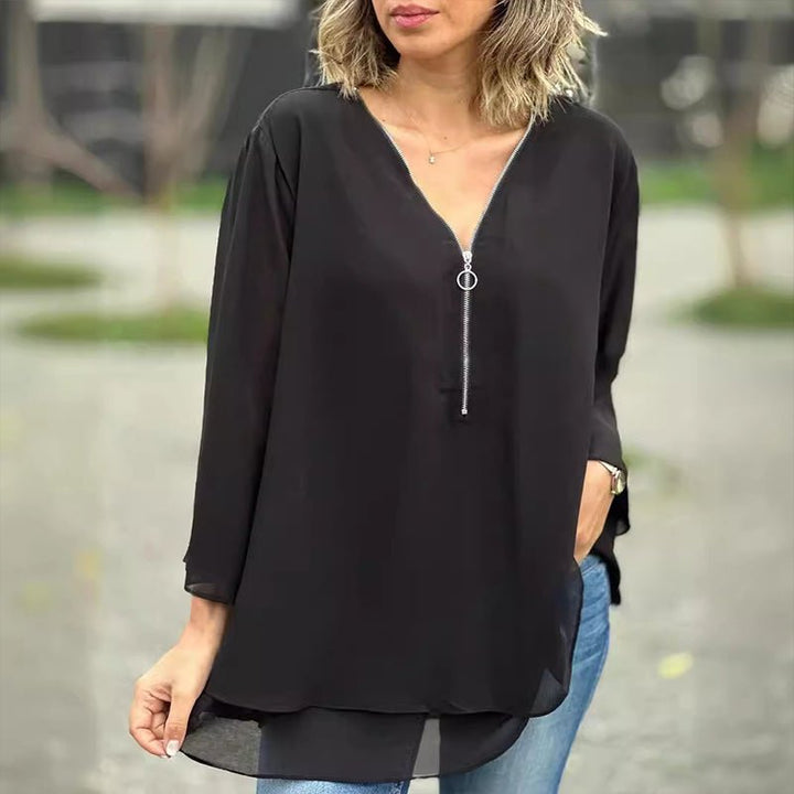 Lorelai | Blusa de Chifón con Cremallera