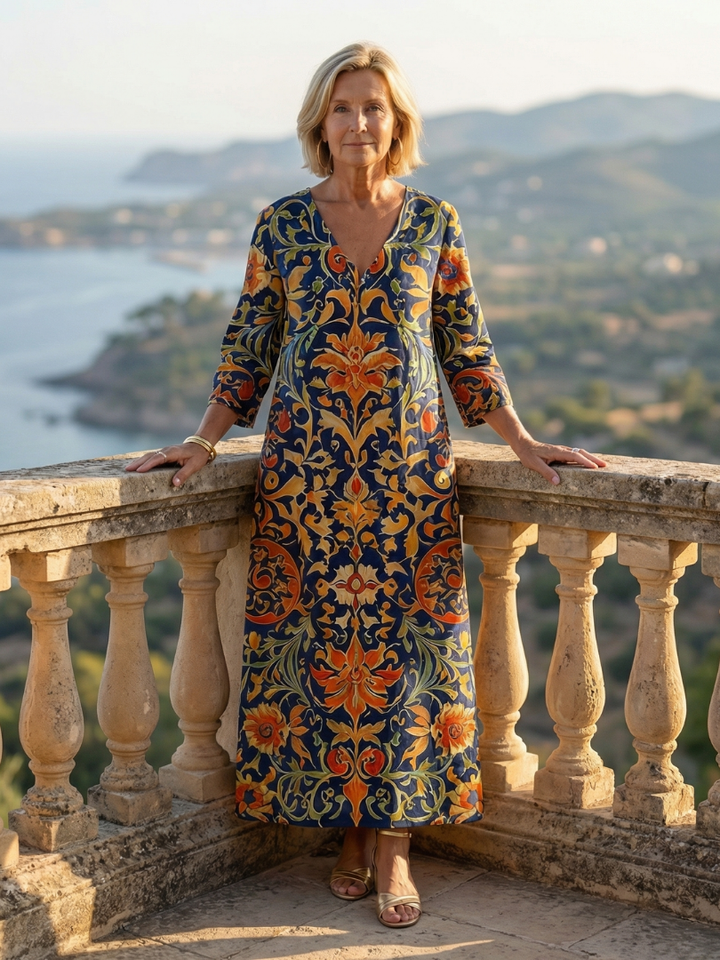 Elise | Vestido midi floral limpio y ornamentado