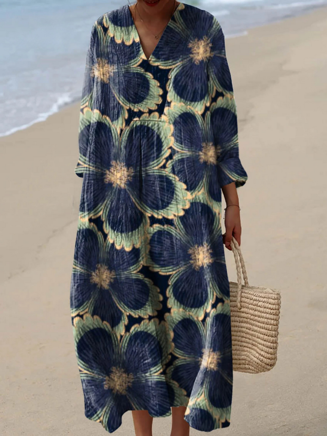 Vestido de Mujer con Estampado Artístico Vintage de Flores Encantadoras