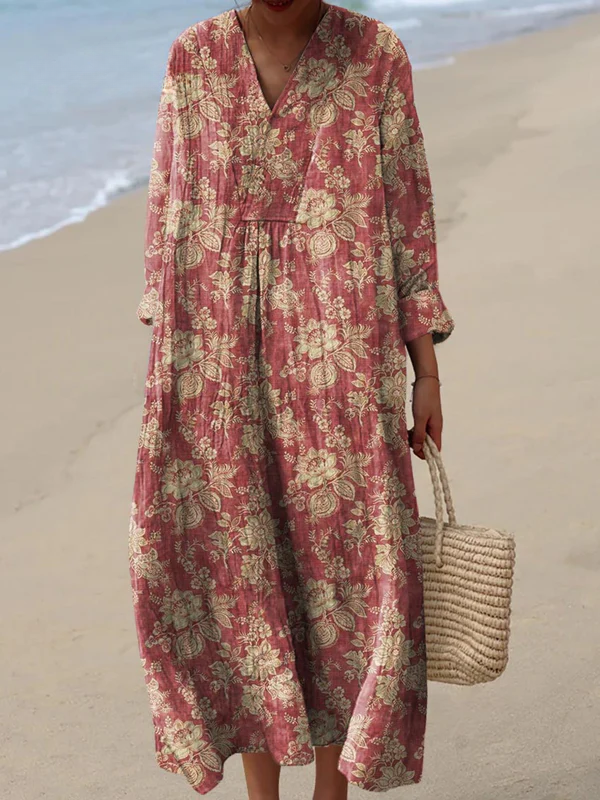 Vestido de Mujer con Estampado Artístico Vintage de Flores Encantadoras