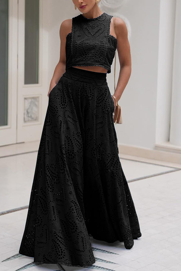 Larissa Embroidered Top & High-Waist Maxi Skirt Set | Elegant Two Piece Outfit