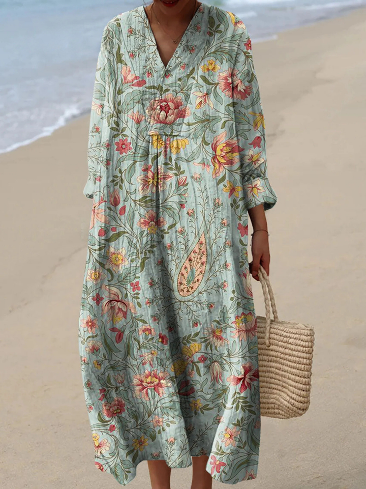 Vestido de Mujer con Estampado Artístico Vintage de Flores Encantadoras