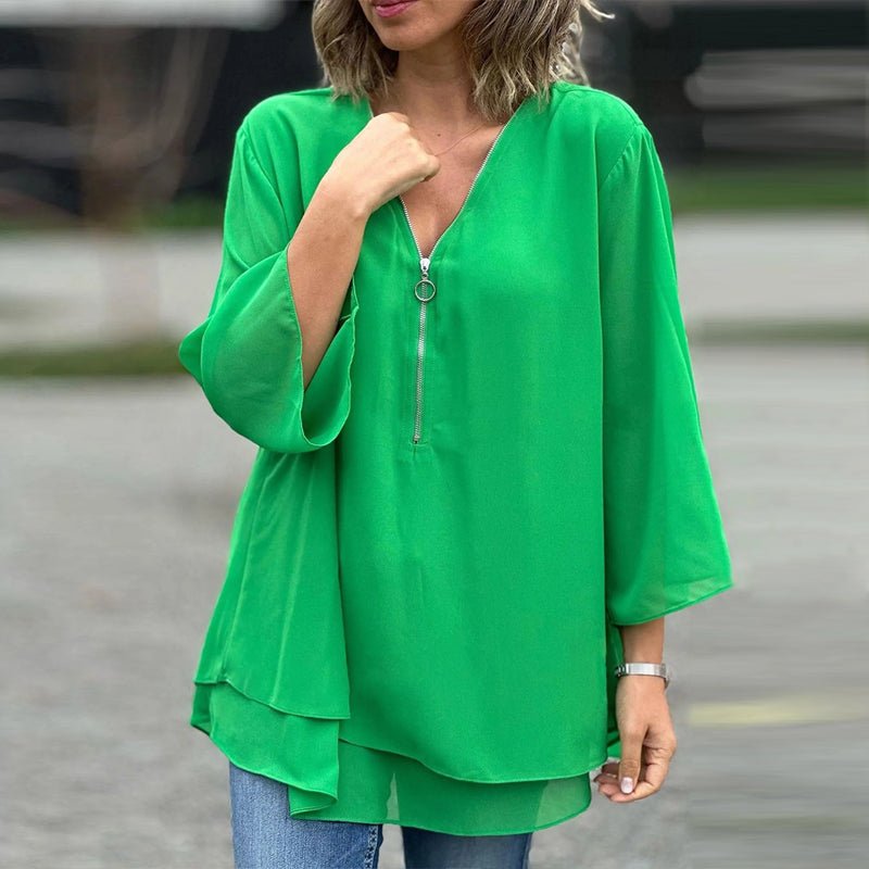 Lorelai | Blusa de Chifón con Cremallera