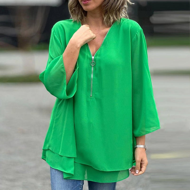 Lorelai | Blusa de Chifón con Cremallera