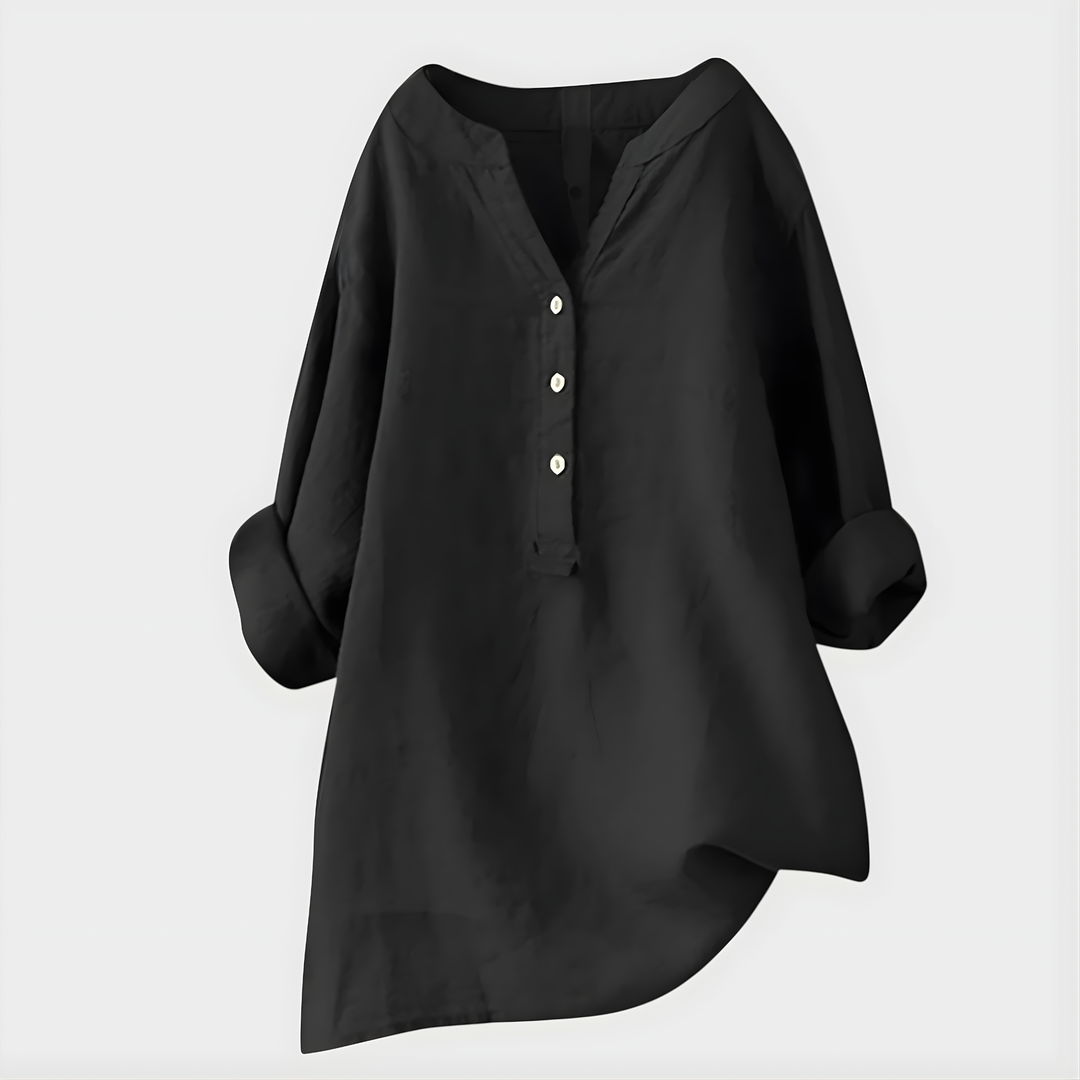 Veronique Elegant Cotton-V-Neck Blouse