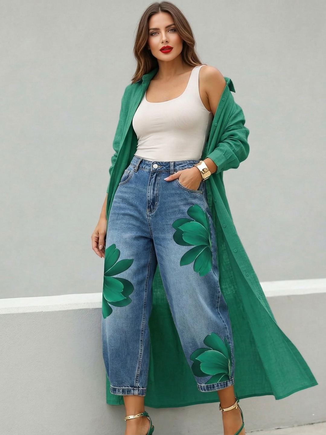 Sophia | Pantalones anchos elegantes con estampado floral