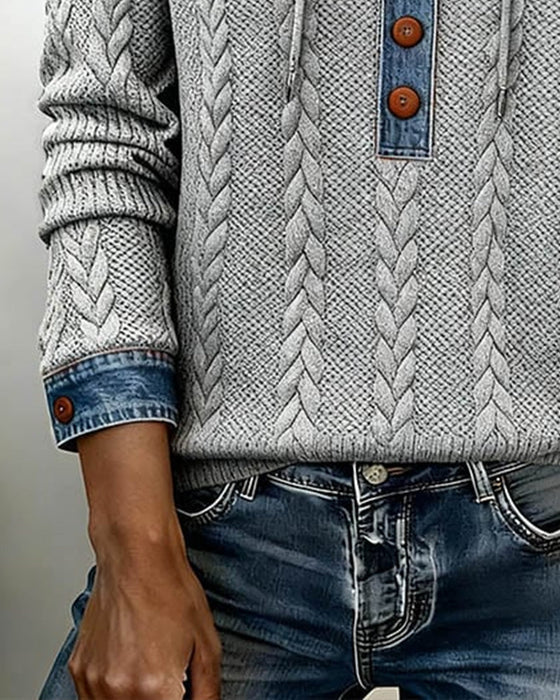 Norissea | Sudadera con capucha de punto y botones delanteros