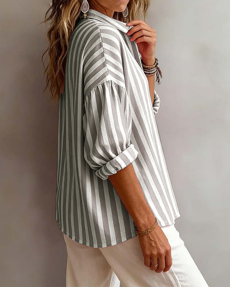 Nora | Blusa Holgada a Rayas con Cuello