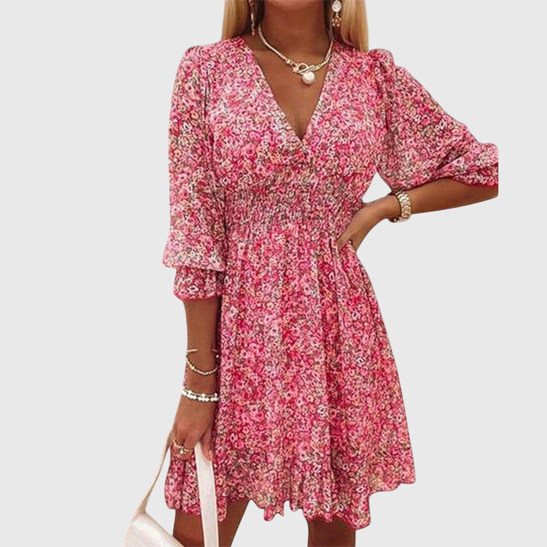 Elisa | Vestido Floral com Mangas Bufantes