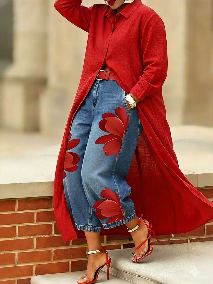 Sophia | Pantalones anchos elegantes con estampado floral