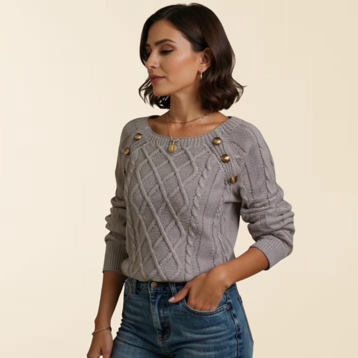 Mea - Elegant Sweater with Button Details