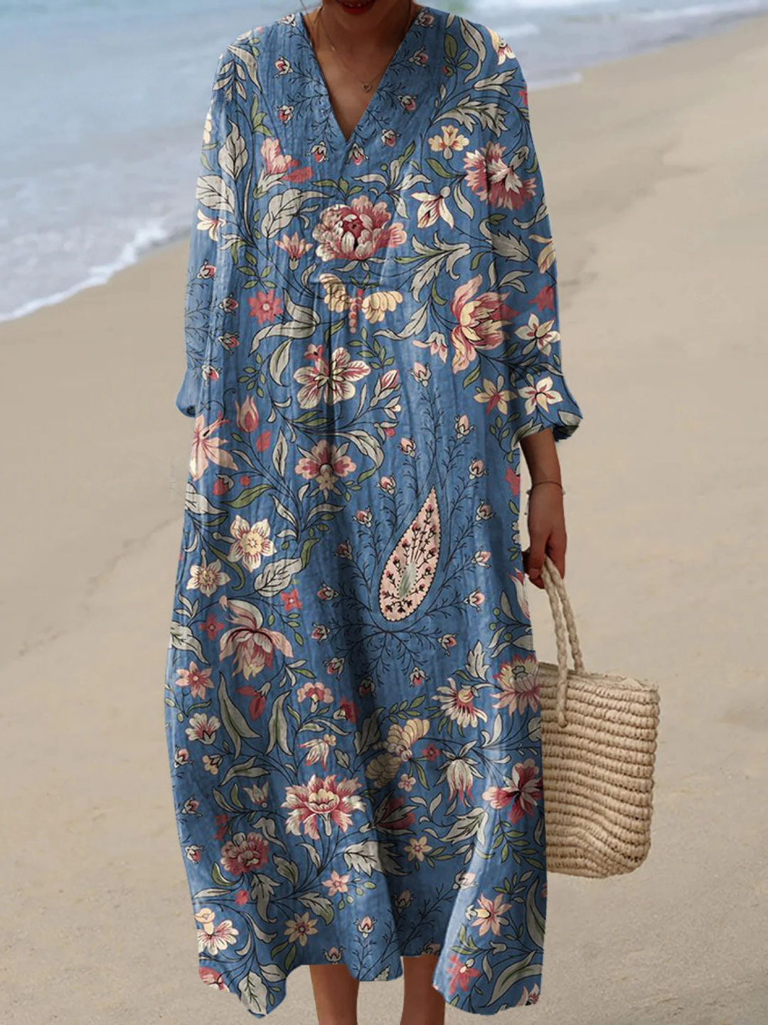 Vestido de Mujer con Estampado Artístico Vintage de Flores Encantadoras