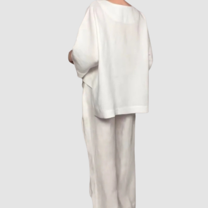 Conjunto Vina Relaxed de 2 piezas | Top asimétrico y pantalones de pierna ancha