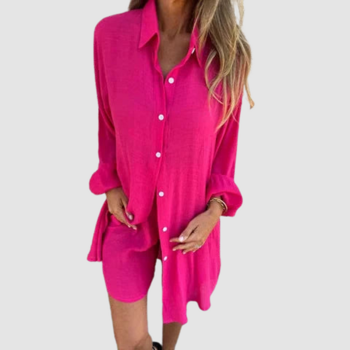 Conjunto Estiloso Gennie de Duas Peças | Blazer Cropped e Saia Lápis
