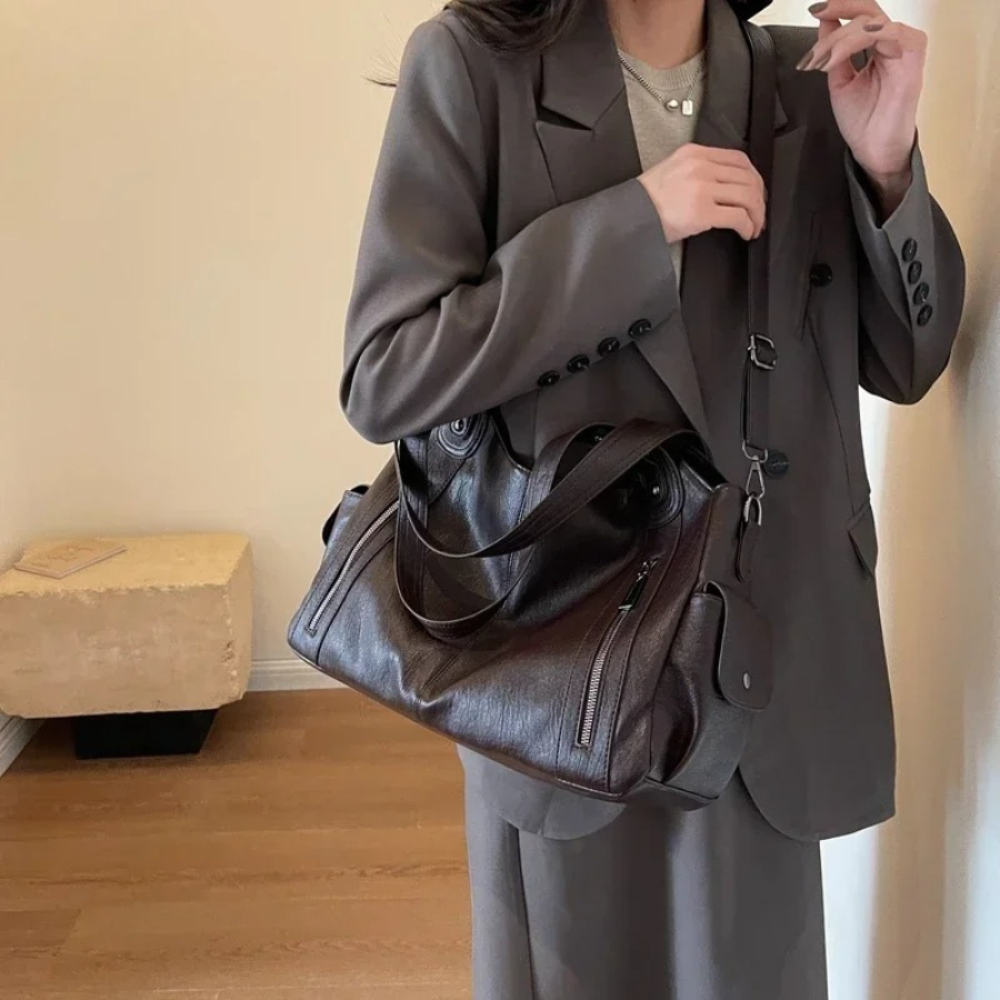 Uma - Bolso de hombro grande con doble cremallera