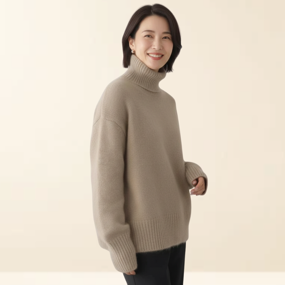 Neva - Warm Cashmere Sweater with a High Collar
