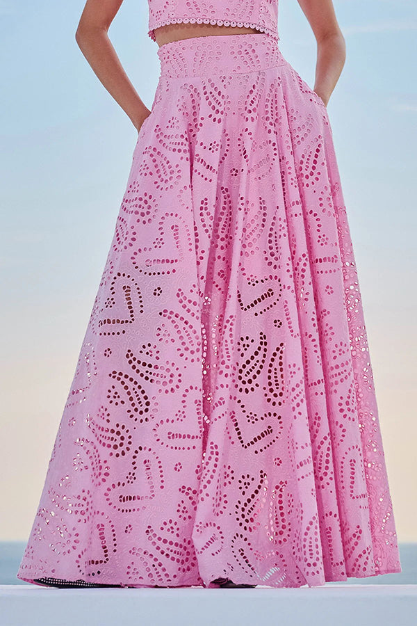Larissa Embroidered Top & High-Waist Maxi Skirt Set | Elegant Two Piece Outfit