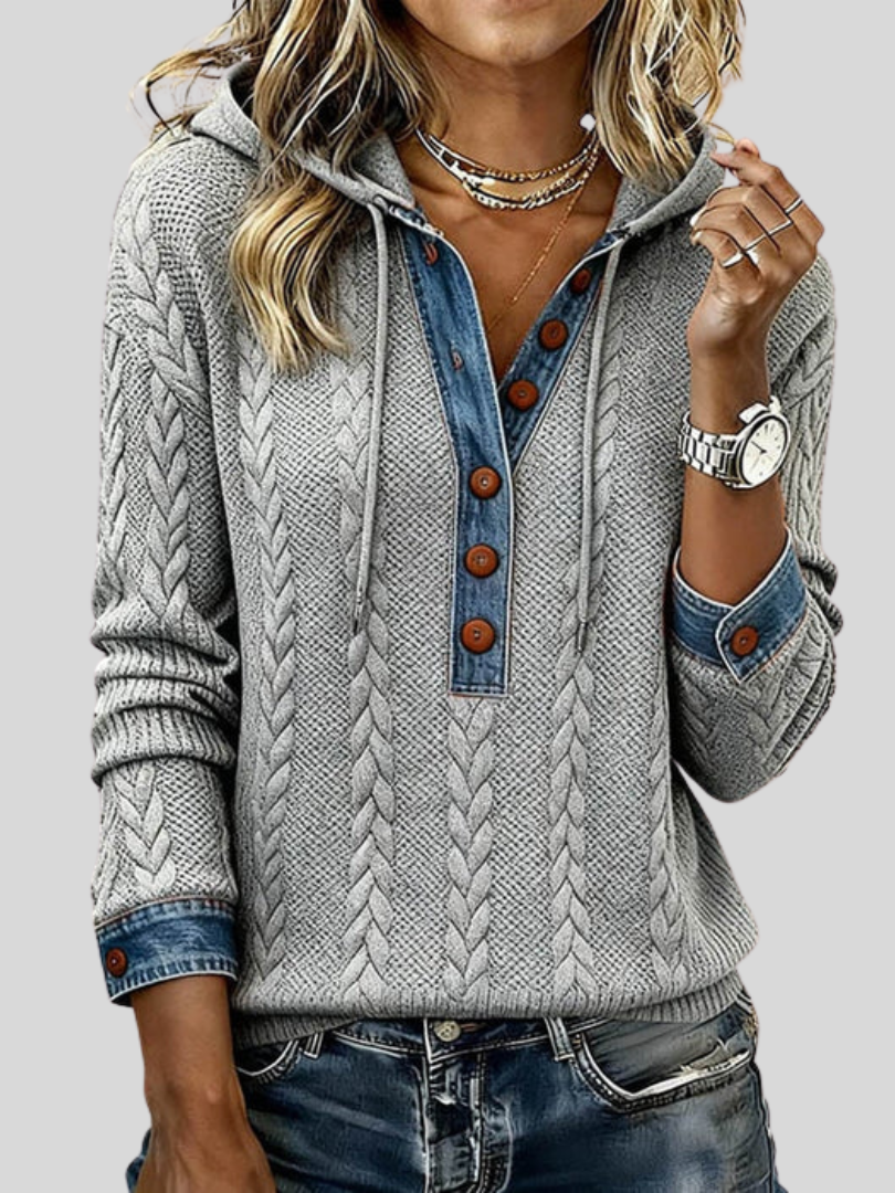 Norissea | Sudadera con capucha de punto y botones delanteros