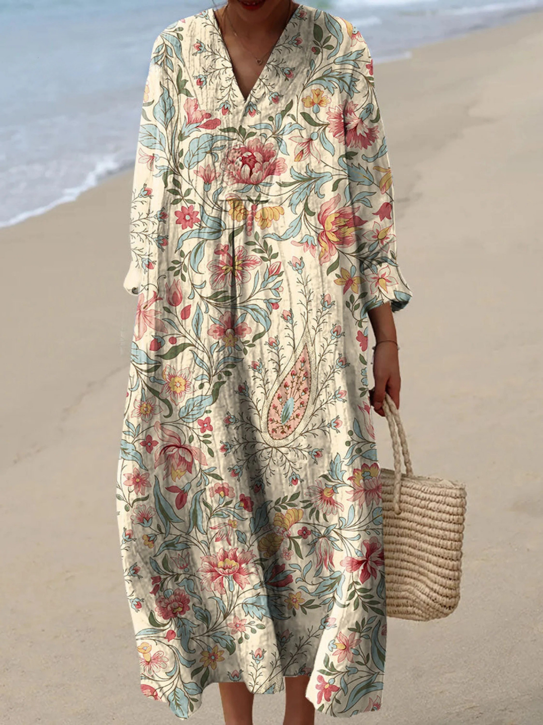 Vestido de Mujer con Estampado Artístico Vintage de Flores Encantadoras