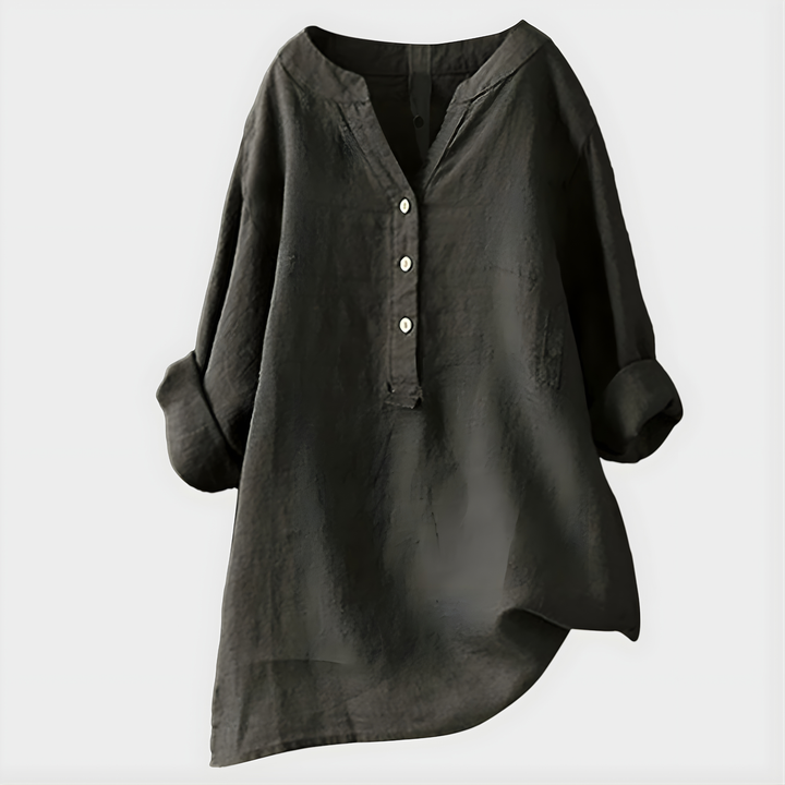 Veronique Elegant Cotton-V-Neck Blouse