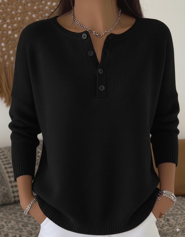 Sara | Suéter Henley com Botões